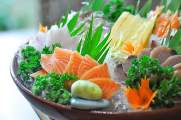 raw fish or raw salmon