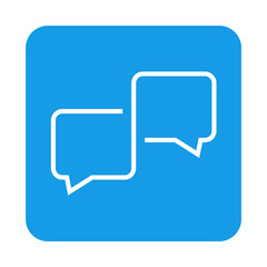 Icono plano conversacion con burbujas lineal en cuadrado azul