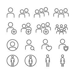 Vector image set of user line icons.