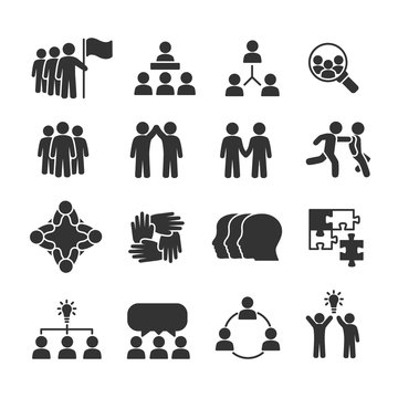 Vector image set of team work icons.