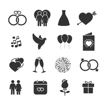 Vector image set of wedding icons.