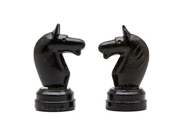 Chess pieces on white background