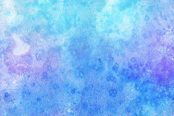 Colorful watercolor winter paper textures on white background. Chaotic abstract organic design. 