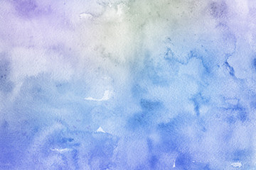 Colorful watercolor winter paper textures on white background. Chaotic abstract organic design. 