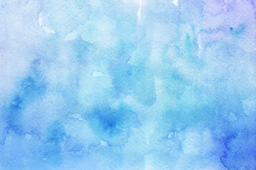 Colorful watercolor winter paper textures on white background. Chaotic abstract organic design. 
