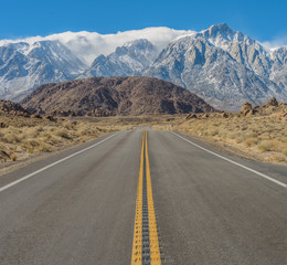 Whitney Portal Road from Lone Pine towards the Alabama Hills.