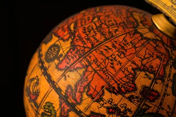 Abwaschbare Fototapete Ancient globe replica with map of East Asia countries on Eastern Hemisphere during the Age of Discovery © crisfotolux