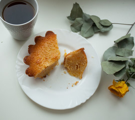 cake and tea on the table