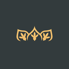 Abstract vetor crown logo vector design. Sign for beauty salon, elite accessories, jewelry, hotels, spa, wedding. Vintage decorative icon qween, king, princess.