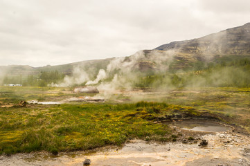 Haukadalslaug Hot Pot geothermal activity at Geysir, Iceland