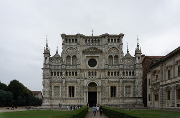 Fototapeta premium View of the cathedral of Certosa di Pavia Carthusian Monastery, Pavia, Lombardy, Italy