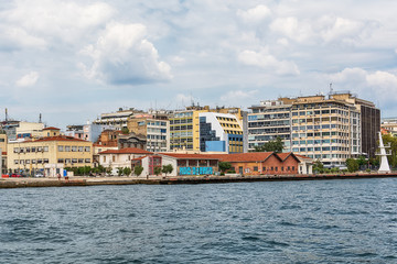 Thessaloniki, Greece - August 16, 2018: Coast of historical cityview of Thessaloniki, Greece.