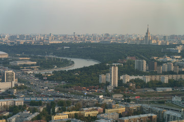 The view from above of Moscow city. 