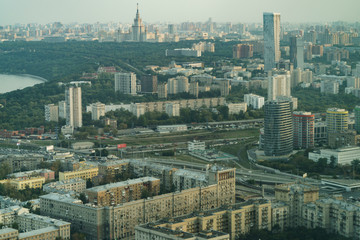 Fototapeta na wymiar The view from above of Moscow city. 