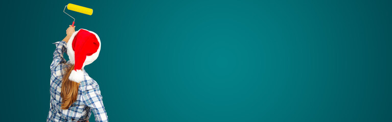 Woman with a roller. Christmas