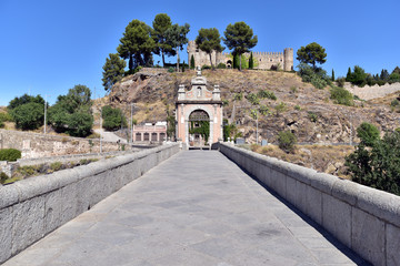 Fototapeta na wymiar Europe, Spain, Toledo, Alcantara Bridge (Puente de Alcantars) over the Tagus River