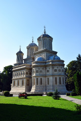 Obraz premium The Cathedral of Curtea de Arges, Romanian Orthodox Monastery. Curtea de Arges, Romania.