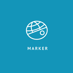 Map marker icon. Vector flat style illustration location pin logotype design. Location pin navigation logo template. Logo concept of navigator, guide, , booking hotel, Rent a Car, travel application.