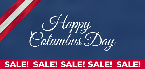 Columbus Day United States national holiday with Columbus ship. Happy Columbus Day vector illustration