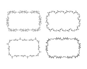 Set of hand drawn vintage rectangular hand drawn frames, vector isolated design elements.
