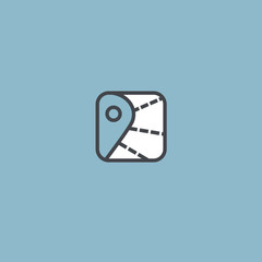 Map marker icon. Vector flat style illustration location pin logotype design. Location pin navigation logo template. Logo concept of navigator, guide, , booking hotel, Rent a Car, travel application.