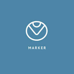 Map marker icon. Vector flat style illustration location pin logotype design. Location pin navigation logo template. Logo concept of navigator, guide, , booking hotel, Rent a Car, travel application.