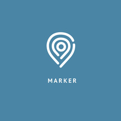 Map marker icon. Vector flat style illustration location pin logotype design. Location pin navigation logo template. Logo concept of navigator, guide, , booking hotel, Rent a Car, travel application.