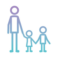 Fototapeta premium father with son and daughter figures silhouettes
