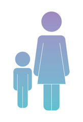 mother with son figures silhouettes