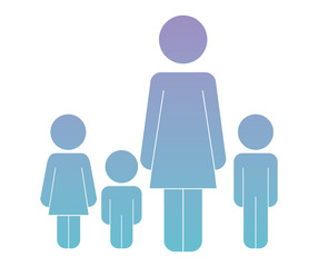 mother with kids figure silhouette