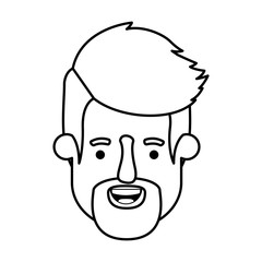 young man head with beard avatar character