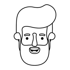 young man head with beard avatar character