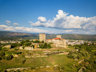 Fototapeta na wymiar Aerial view of the Castle of Monterrey in Ourense