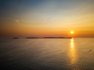 Silhouette of Ons Island in Galicia, Spain