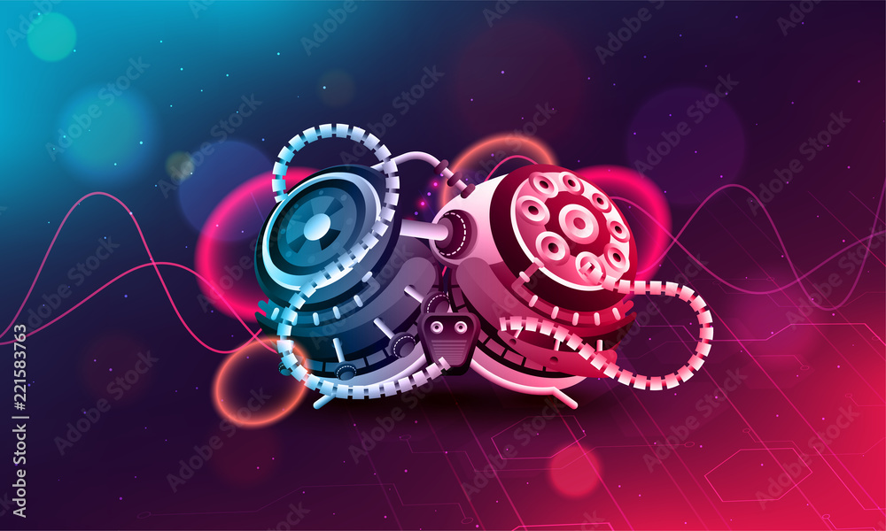 Wall mural futuristic concept for artificial intelligence(ai), robotic brain on sci-fi background.