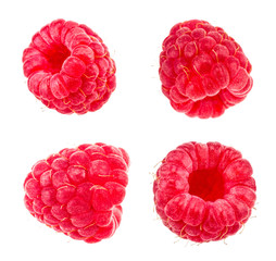 Raspberries. Fresh raw berries isolated on white background. With clipping path. Collection