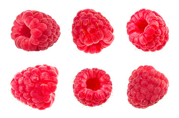Raspberries. Fresh raw berries isolated on white background. With clipping path. Collection