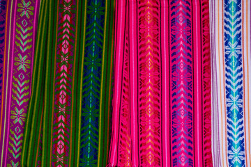 colorful fabric as seen on the markets of mexico and peru - 221583970