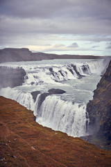 The waterfall Gullfoss  in Iceland in autumn

