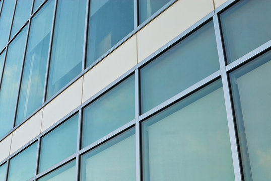 Facade of a modern glass building.