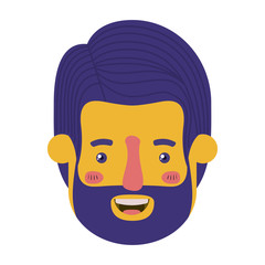 young man head with beard avatar character