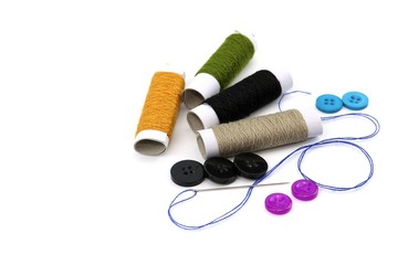 Button and color cotton roll for sewing