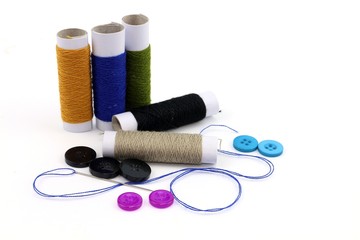 Button and color cotton roll for sewing