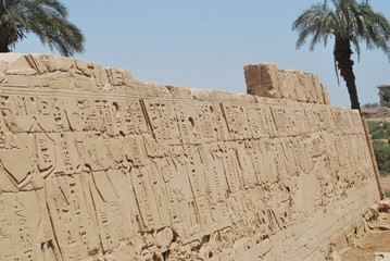 Egyptian wall in the Karnak Temple, Luxor, Egypt