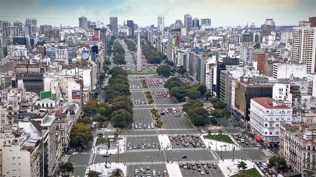 World&rsquo;S Widest Street - 9 De Julio Avenue, Buenos Aires (Argentina). Time-Lapse.