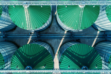 A modern granary. View of grain silos from above © nordroden