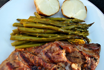 Green Asparagus Served