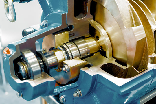 Horizontal water pump, cross section.