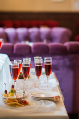 Red drinks on the table