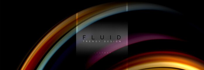 Fluid colors abstract background colorful poster, twisted liquid design on black, colorful marble or plastic wave texture backdrop, multicolored template for business or technology presentation or web